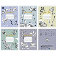 76565 Тетрадь Гарри Поттер, формат А5, на скрепке, 18 листов, линейка с полями, внутренний блок офсет 60-65 г, 92% белизна, обложка мелованный картон + ВД-лак, тиснение золотой фольгой, 5 дизайнов в спайке 427257263