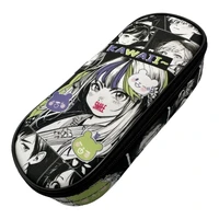 74204 Пенал корпусный овальный Аниме Smile, внутри откид планка, р-р 225*90*50 мм, полиэстер 210 ден 749289432
