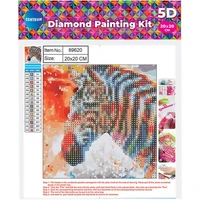 89620 Алмазная мозаика 5D Зебра 20х20см, без подрамника, частичное заполнение; в составе:основа с клейким слоем, пластик.стразы, стилус, клей, емкость для страз 1373373210