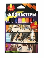 74589 Фломастеры Аниме 8 цв., треугольные, в картонной упаковке с европодвесом 1033818385