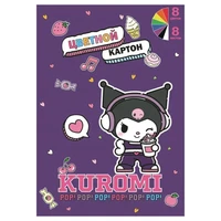 77118 Картон цветной Куроми немелованнный, 8 листов, 8 цветов в папке 1364828941