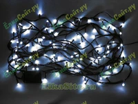 Гирлянда нить 10м. 100 белых ярких диодов, зёленый пвх - V8-W-BK LEON LED (LIGHT) 1607869279