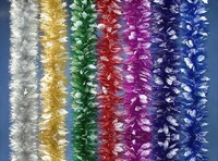 Мишура Зимняя сказка d=120мм, L=2м, цвет: белый,синий (штамп листочки) арт. М0304 889640777