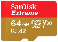 Карта памяти 64Gb SanDisk Extreme microSDXC Class 10 UHS-I U3 V30 A2 223319514