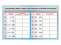 Фрагмент (демонстрационный) маркерный двухсторонний "Склонение имен существительных и прилагательных" Zarnitza 1544448712