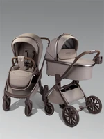 Коляска детская из экокожи 2в1 Amarobaby Motus Premium Ecco Exclusive, мокко AB26-10MOTUSF/53
