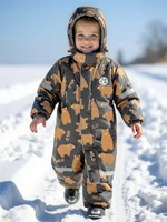 Комбинезон детский зимний Amarobaby Adventure, серый, медведи AB-OD25-6202AD/11-86
