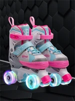 Ролики Amarobaby Wow раздвижные со светящимися колесами, розовые/голубые AB24-35WOW/1906-26