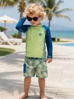 Костюм купальный для мальчика Amarobaby Surf (в наборе: шорты и лонгслив), оливковый/синий АВ-ODN26-41SF/4020-98