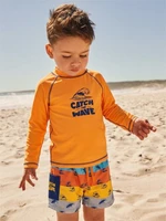 Костюм купальный солнцезащитный для мальчика Amarobaby Wave (шорты, лонгслив), оранжевый АВ-OD26-41WE/05-98