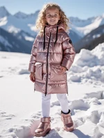 Пальто зимнее для девочки Amarobaby FANCY, пудровый AB-OD25-FANCY29/27-116