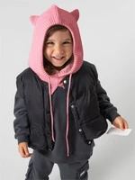 Шапка капор с ушками кошки детская Amarobaby Pure Love Kitty вязаная, розовый AB-OD24-PLK16/06-50