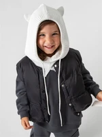 Шапка капор с ушками кошки детская Amarobaby Pure Love Kitty вязаная, молочный AB-OD24-PLK16/33-50
