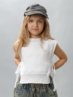 Жилет вязаный детский Amarobaby BOW, цвет белый AB-OD24-KNIT10B/00-128