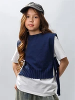 Жилет вязаный детский Amarobaby BOW, цвет синий AB-OD24-KNIT10B/20-128