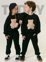 Костюм детский с принтом мишки Amarobaby TEDDY, цвет черный AB-OD24-T11/09-98