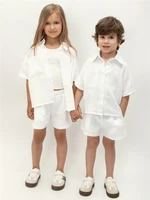 Костюм детский муслиновый Amarobaby EASY, цвет белый AB-OD24-E2201/00-104
