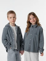 Рубашка детская вельветовая Amarobaby VELVET, цвет серо-голубой AB-OD23-V33/44-122