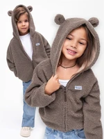 Кофта детская на молнии с подкладом и капюшоном с ушками Amarobaby BEAR, цвет коричневый AB-OD23-B12/12-98