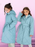 Пальто стёганое для девочек AmaroBaby PRETTY, голубой AB-OD23-PRETTY29/19-122