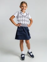 Жилет детский в ромбик Amarobaby KNIT Romb, серый/белый AB-OD23-KNIT10R/1100-134