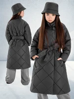 Пальто стёганое для девочек AmaroBaby TRENDY, графит AB-OD22-TRENDY29/10-116