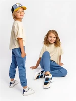 Костюм детский Amarobaby JUMP (футболка,брюки), кремовый/синий AB-OD21-JUMP22/0220-92