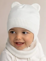 Шапка детская вязаная Amarobaby Pure Love BEAR, молочный, демисезонная, с подкладом AB-OD21-PLB16/33-38