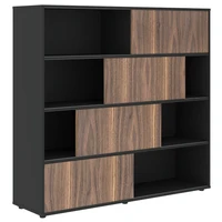 Стеллаж с дверьми купе VELION VENEER VRMCS 1615, американский орех/яшма черный, 1600х450х1517 мм 2011942316
