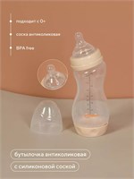 Бутылочка антиколиковая с силиконовой соской 250 мл 0+ Rant арт. 1005 beige 1237710594