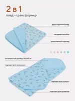 Плед Топотушки 90х90 см голубой/дельфины 1760173559