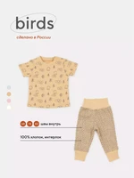 Футболка со штанишками Mowbaby Birds yellow арт. 2-82 456231438