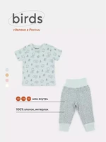 Футболка со штанишками Mowbaby Birds blue арт. 2-82 1204857510