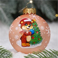 Шар "Медвежонок у ёлочки", 65 мм., в подарочной упаковке 1255614717