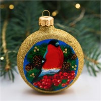 Медальон на ёлку "Снегирь", 80 мм., в подарочной упаковке 1019783890