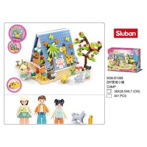 Конструктор пласт. шалаш с фигурками, 341дет. в русс. кор. M38-B1088 (16)