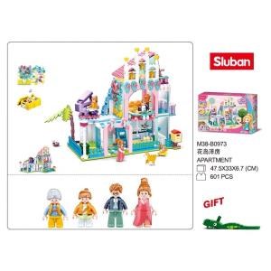 Конструктор пласт. ДОМ с аксесс и фигурками, в ассорт,  601дет. в русс. кор. M38-B0973 (12)