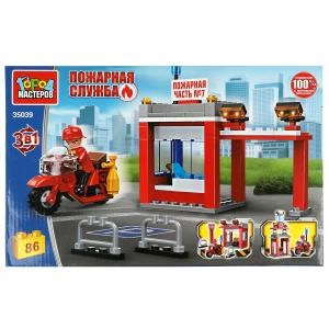 {{photo.Alt || photo.Description || 'Конструктор ПОЖАРНАЯ станция с мотоциклистом 3в1, 86 дет Город мастеров'}}