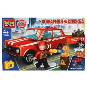 {{photo.Alt || photo.Description || 'Конструктор ПОЖАРНАЯ LADA 4x4 С ПРИЦЕПОМ, 86 дет. (легко собрать) Город мастеров'}}