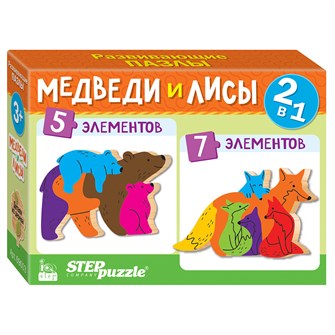 {{photo.Alt || photo.Description || 'Мозаика &quot;puzzle&quot; 2в1 из дерева &quot;Медведи и лисы&quot; (IQ step)'}}