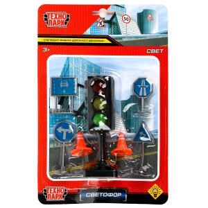 {{photo.Alt || photo.Description || 'Модель пластик свет СВЕТОФОР С ДОРОЖНЫМИ ЗНАКАМИ, блистер Технопарк'}}