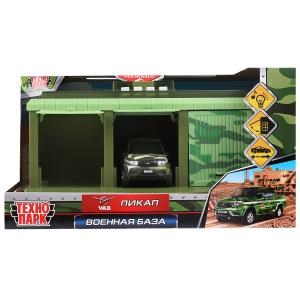 {{photo.Alt || photo.Description || 'Игрушка пластик свет-звук ВОЕННАЯ БАЗА 22 см, UAZ PICKUP, КАМУФЛЯЖ, кор. Технопарк'}}