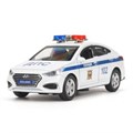 Машина металл HYUNDAI SOLARIS ПОЛИЦИЯ 12 см, двери, баг, инерц, белый, кор. Технопарк SOLARIS2-12POL-WH (72)