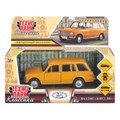 Машина металл ваз-2102 12 см, двери, багаж, инер, желтый, кор. Технопарк 2102-12-YE-WOD