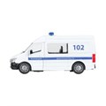 Машина металл свет-звук ПОЛИЦИЯ 14,5 см, двери, багаж, инерц, бел, кор. Технопарк 887-27P-R-WOD