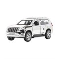 Машина металл TOYOTA PRADO ХРОМ 12 см, двери, багаж, инерц, серебрист, кор. Технопарк PRADO-SL-CH-WOD