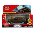 Машина металл LADA vesta 11,5 см, двери, коричневый, кор. Технопарк VESTA-12-BR