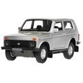 Машина металл LADA 4x4 12 см, двери, багаж, инерц, серебристый, кор. Технопарк LADA4X4-12-SR