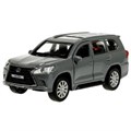 Машина металл LEXUS LX-570 длина 12 см, двери, багаж, инерц, серый, кор. Технопарк LX570-12-GY