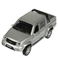 Машина металл УАЗ ПИКАП 12 см, двери, багаж, инерц, серебристый, кор. Технопарк PICKUP-12-SR